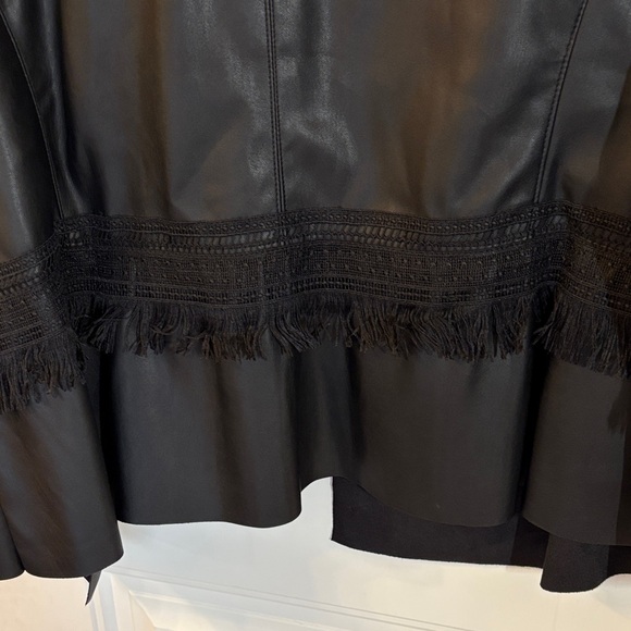 Alfani Women's Black Leather Look Jacket with Fringe - Picture 5 of 6